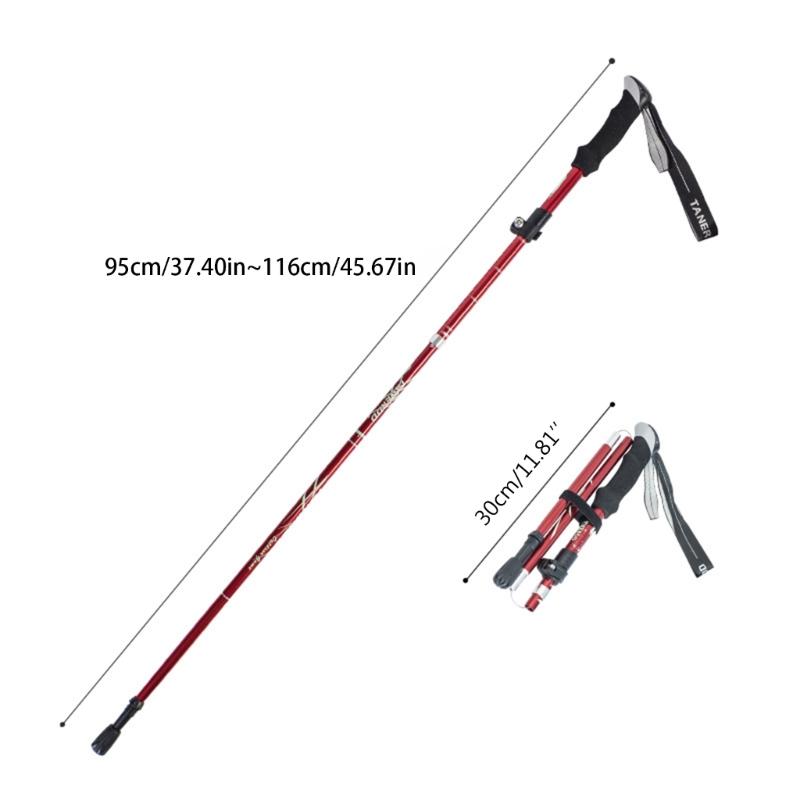 Trekking Pole, Collapsible Hiking Trekking Stick for W/ Quick Lock Aluminum Alloy EVA Grip Handle for Mountaineering Cam