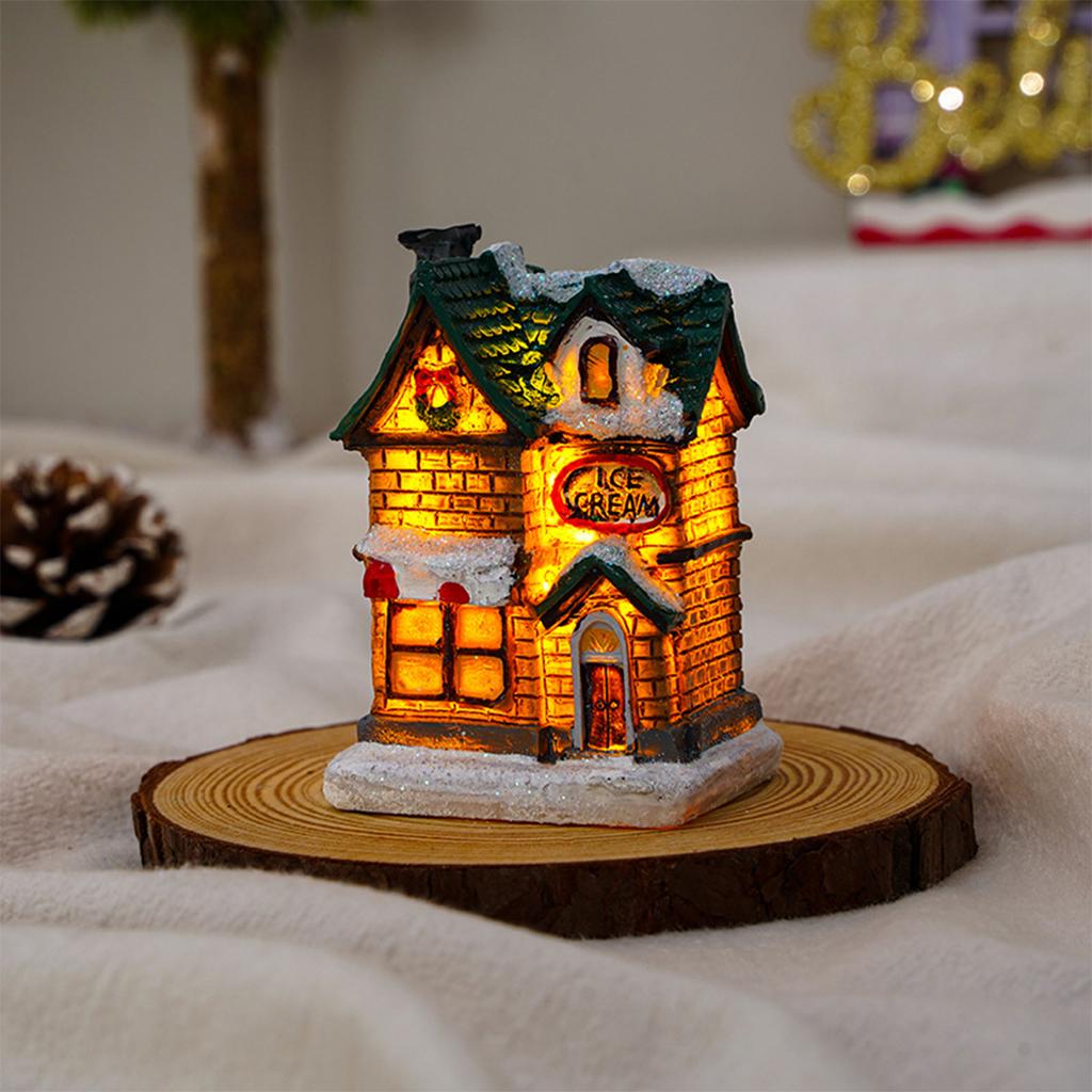 New Led Light Up House Houses Ornament Lighted Luminous Party Wedding Tabletop Christmas Small Village Decor Year Household Home