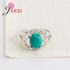 Genuine 925 Sterling Silver Noble Dark Green Fire Opal Inlaid Rings For Women Girls Wedding Vintage Accessory est Quality