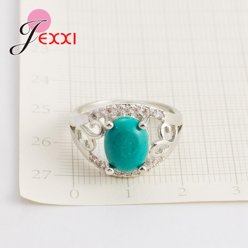 Genuine 925 Sterling Silver Noble Dark Green Fire Opal Inlaid Rings For Women Girls Wedding Vintage Accessory est Quality
