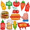 Bbq Pig Balloon Summer Outdoor Bbq Party Balloon Beer Vegetable Theme Aluminum Film Balloon Set Sauce Bottle