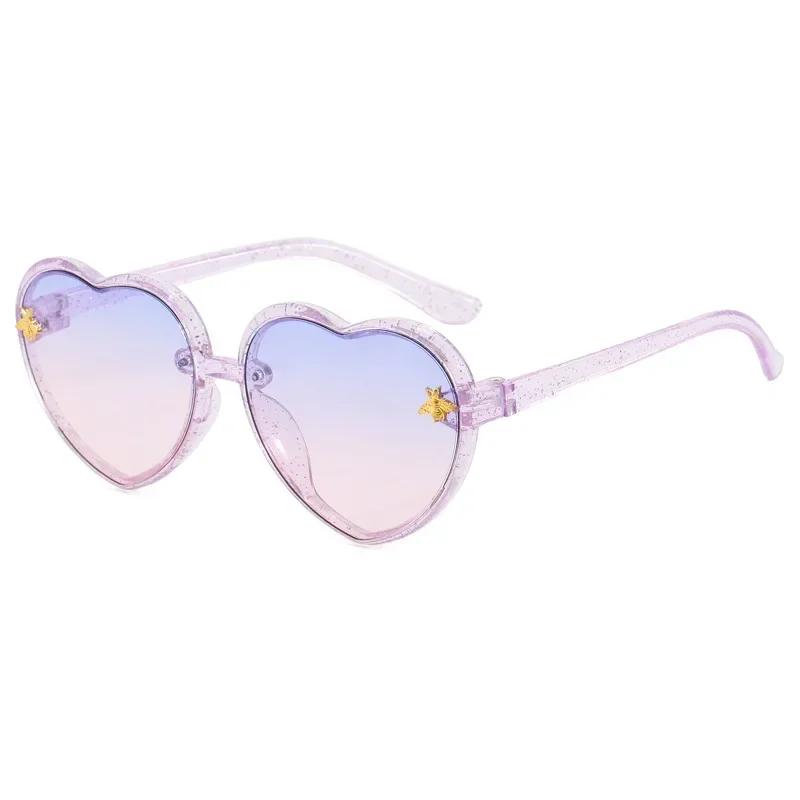 Kids Heart Shaped Sunglasses UV400 Protection Fashion Cartoon Glasses for Outdoor Beach Party Eye Care