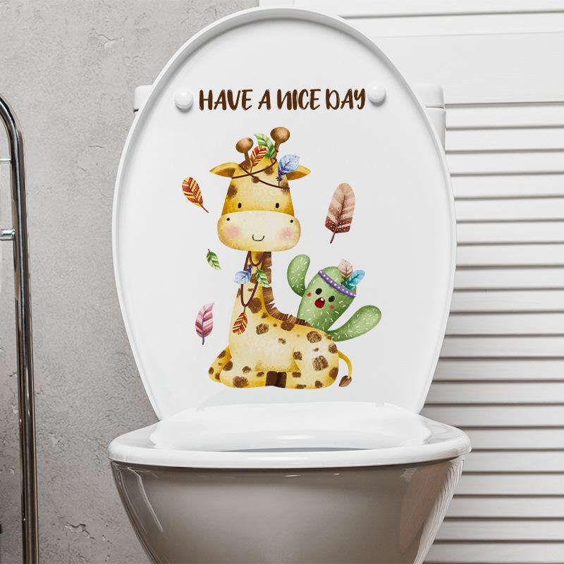 White Dog Toilet Stickers Door Stickers Wall Sticker Waterproof Self-adhesive Decals Bathroom Decoration Sticker 2025 Wholesale