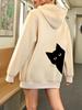 Y2K Cat Print Oversized Women's Hoodie with European and American Letter Design