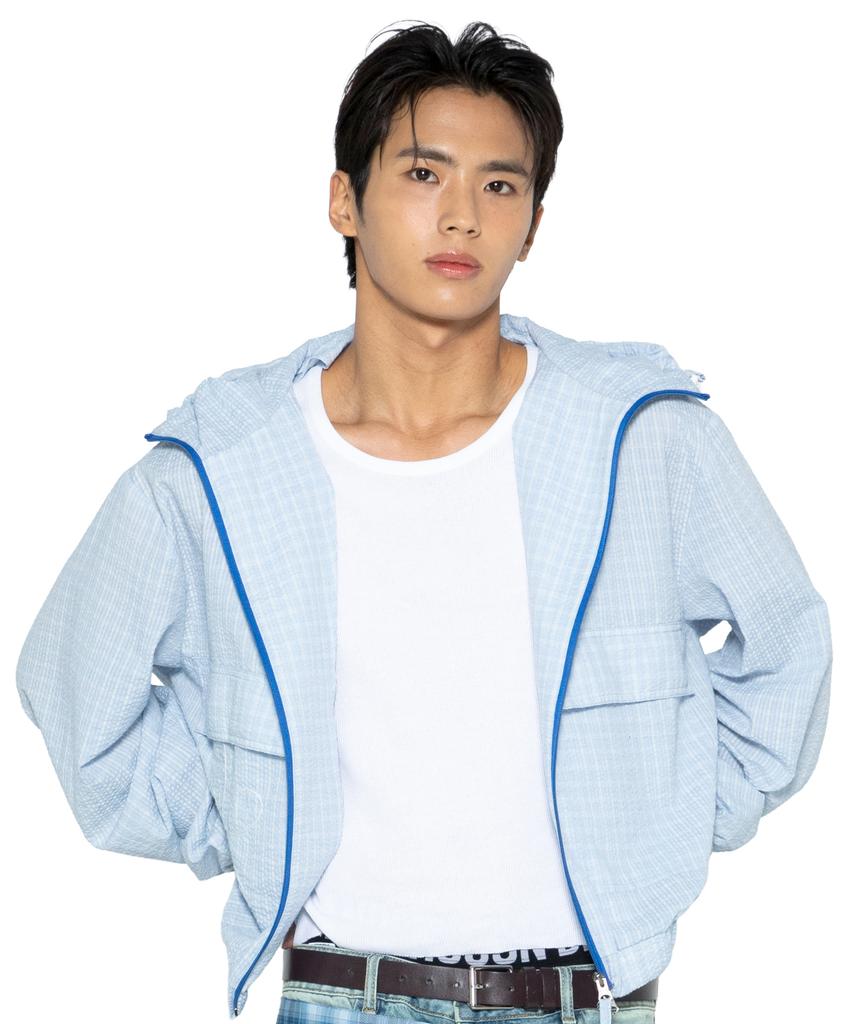 Glack Gzj002 Merlin Seersucker Check Windbreaker (Sky Blue)