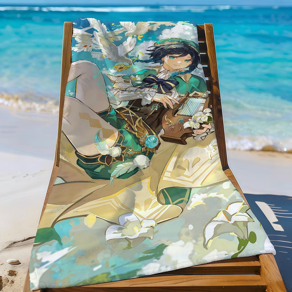 

Venti Genshin Impact Towel Sports Quick Dry Travel Camping Gear Sandproof Soft Light Large Beach Towel W30*H60(CM)