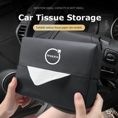 Quality Leather Car Tissue Organizer Auto Paper Towel Storage Bag For XC90 V90 V60 XC60 V40 EC40 EX40 S80 S60 S90 C40 XC40