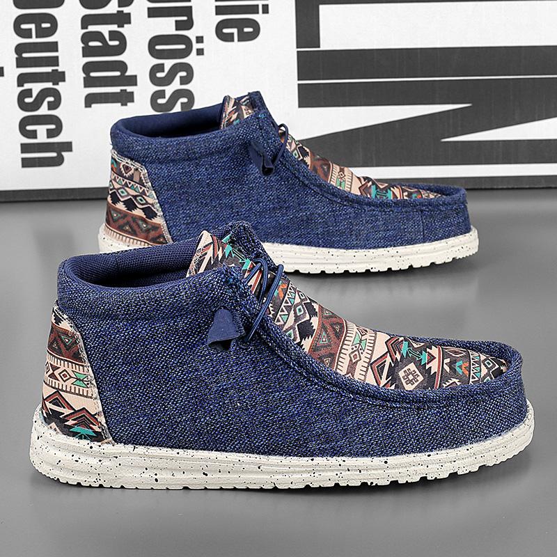 Modische Herren-Bootsschuhe Ethnischer Stil Canvas-Schuhe Trendige Herren Freizeitschuhe für den Alltag Flach Bequem Leicht Herren Penny Loafer