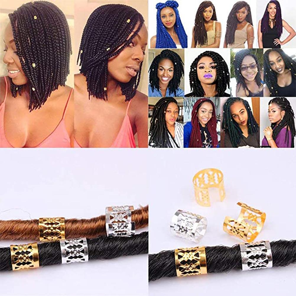 80Pcs Hair Jewelry Rings Clips Aluminum Dread Locks Adjustable Metal Cuffs Beads Braiding Hair Decorations