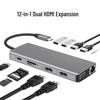 12-in-1 USB-C Dock: Dual HDMI 4K, Gigabit Ethernet Hub for Laptops