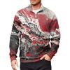 Men's Loose Casual 1/4 Zip Sweatshirt Fashion Printed Long Sleeve Top With Pockets
