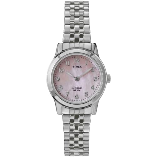 

TIMEX Main Street Watch, TW2W35200, Women s, Silver, with a Pink Dial, Brass, Mineral Glass, and Quartz Movement