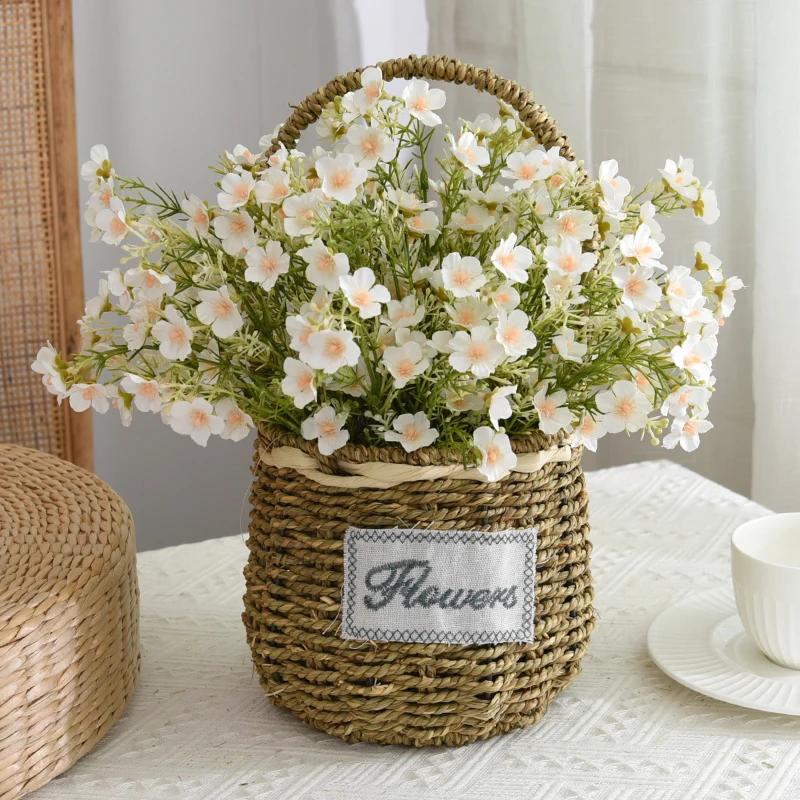 Rustic Flasket Set Artificial Flowers Dried Flowers Living Room Desktop Floral Art Decorations Small Floral Pattern Tia...