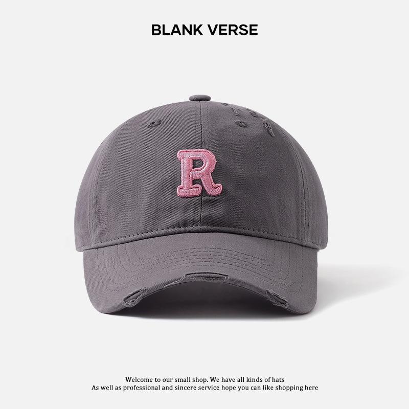 

Hat women s new three-dimensional embroidery soft top baseball cap trendy deep top ripped cap Adjustable (54-58cm)