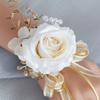 Pack of 6 Silk Rose Flower Brooch/Bracelets Elegant Bridal Jewelry Stylish Wedding Party Accessories for Bridesmaids