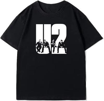 U2 Band Graphic Print Black T-shirt