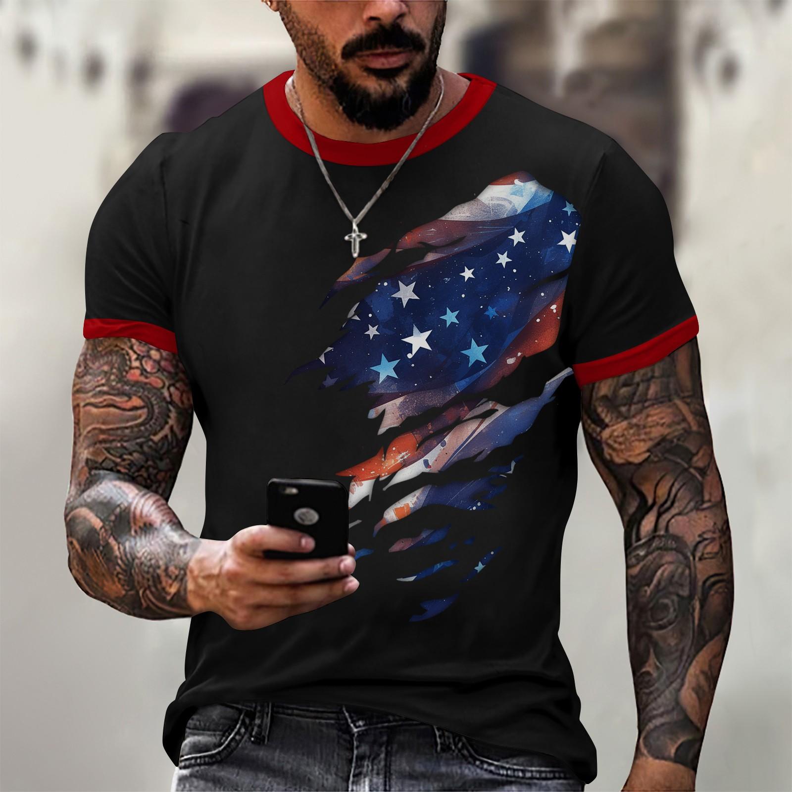 Летняя мужская популярная футболка с круглым вырезом и коротким рукавом с принтом XXL