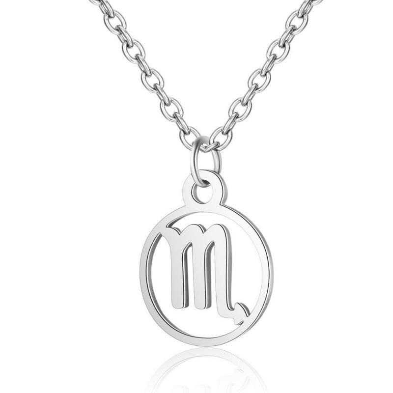 Stainless Steel Zodiac Pendant Necklace with Thin Chain