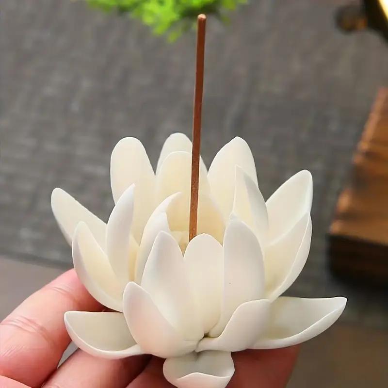 Ceramic Handmade Lotus Thread Incense Base - Household Indoor Thread Incense Socket - Decorative Decoration for Buddha Hall 7