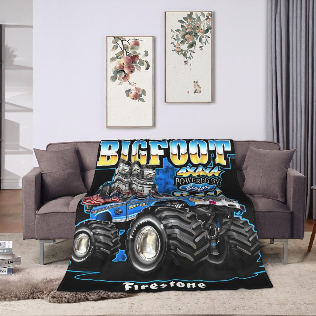 Monster Trucks Car Loves Super Soft Blanket  Girls Boys Plush Throw Blanket Graphic Couch Chair Flannel Bedspread Sofa Bed Cover