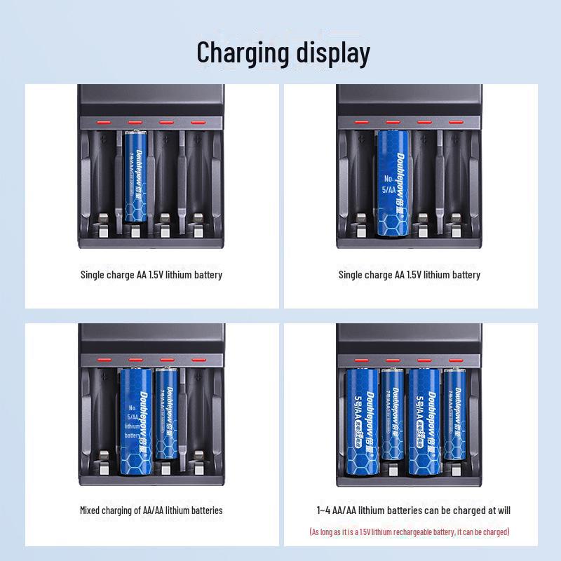 1.5V AAA Smart Charger & Rechargeable Batteries Set (4-Pack) for Toys and Electronics