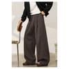 Mens Loose Retro Casual Drooping Straight Long Imitation Wool Trousers