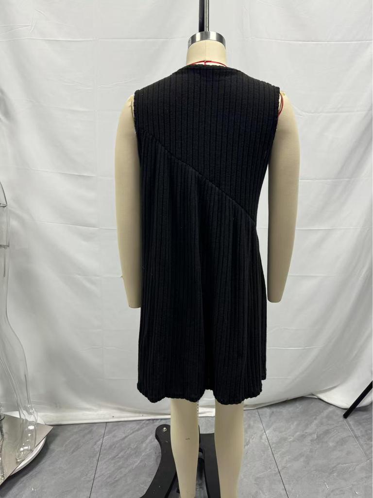 Bohemian Irregular Ribbed Sleeveless Solid Color Dress for Women - Spring/Summer 2025 Collection