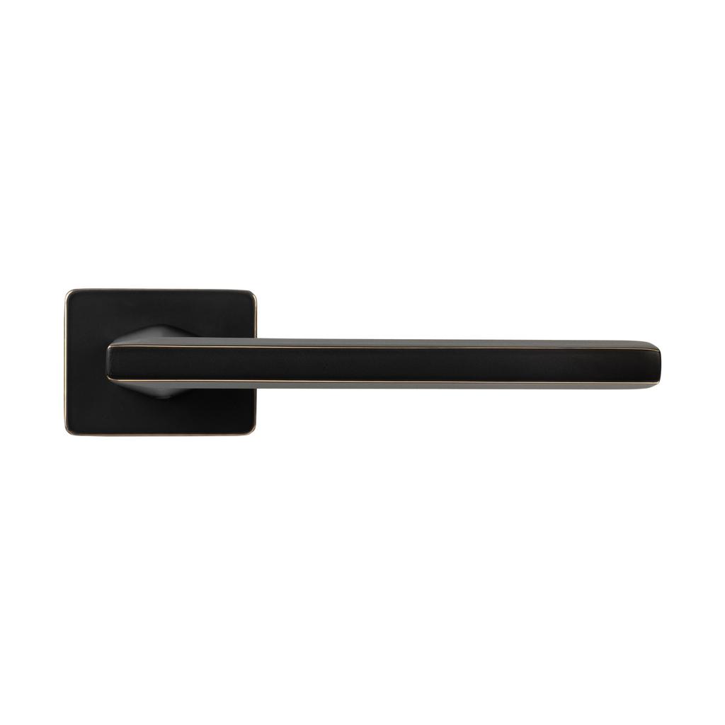 Door Handle Libya II Black-Gold Rectangular Plate Modern