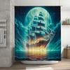 Blue Moon Fantasy Ship Shower Curtain Waterproof Bathroom Decor For Home Decoration