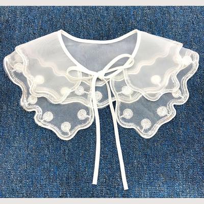 Women Embroidered Lace Lapel Shirt Fake Collar Clothes Accessories Cloud Shoulder Blouse False Collar