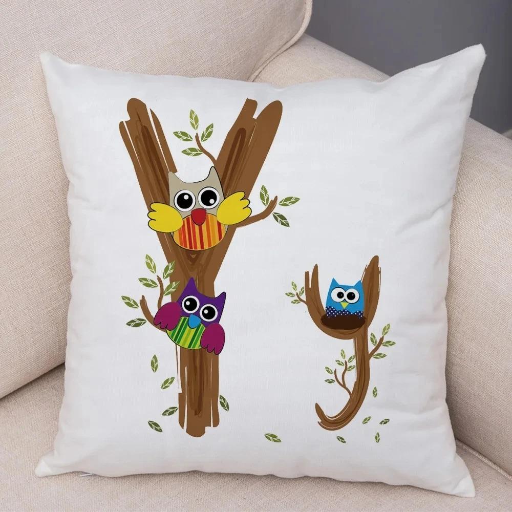 Owl Letter Decorative Pillowcase Car Ornaments Office Living Room Sofa Home Pillowcase