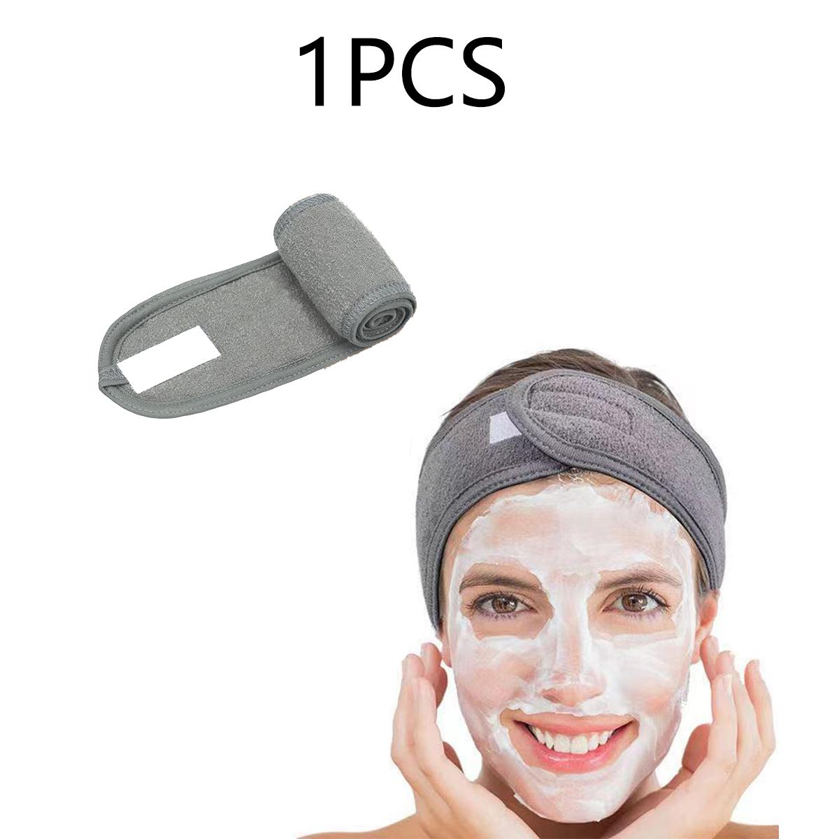 

3Pcs Women S Makeup, Face Wash, Solid Color Velcro Headbands, Sports Yoga Headbands, Spa Bathroom Headbands сірий