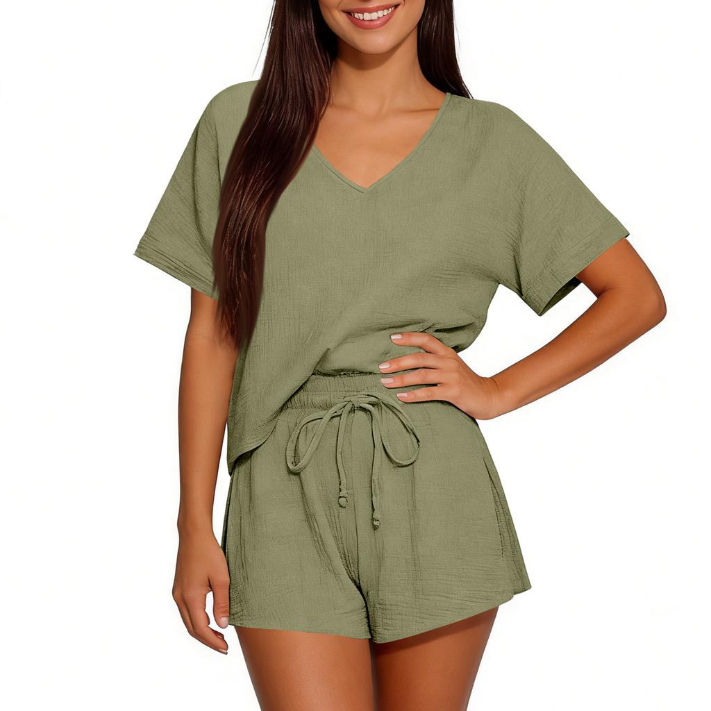 Womens 2 Piece Sets Short Sleeve Tops With Shorts 2 Piece Casual Outfits