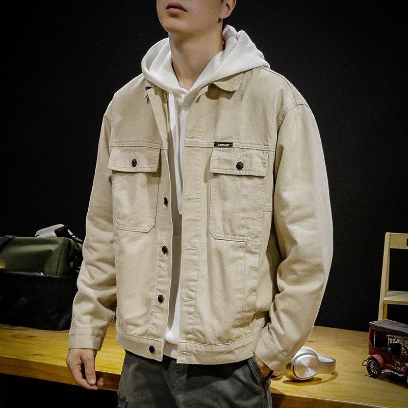 

Spring Denim Jacket Men s Loose Tooling Pilot Denim Jacket S чорний