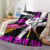 1Pc Chainsaw Man Print Flannel Blanket, High quality Comfortable for All Seasons, Home Decor, Warmth and Comfort, Perfect for Christmas Gifts