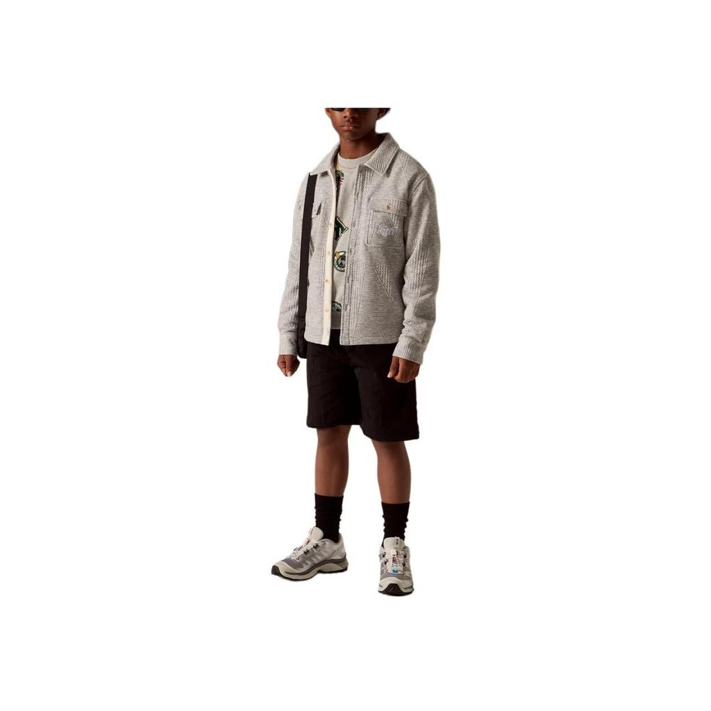 Kith Kids Fall Classics 2024 Soft Comfortable Quilted Woven Apollo Long Sleeve Shirt Kids shirts White KHK030577-151