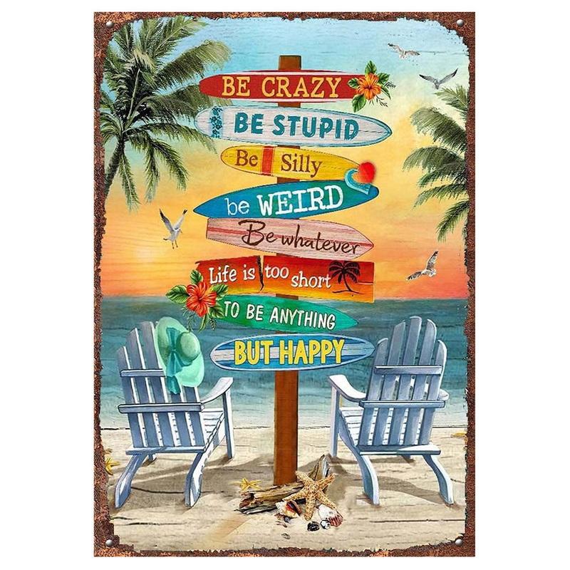 Plaques Metal Tin Sign Beach Holiday Surfing Wall Signs Art Decoration Vintage Tinplate Poster Bar Garage Garden Decor Plates