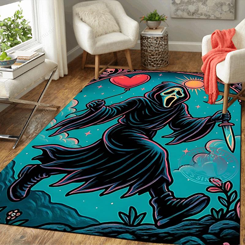 1Pc Scream Horror Artwork Rug, Office Carpet Indoor Outdoor Doormat, Non-Slip Soft, Living Room, Christmas Halloween Gift M929307