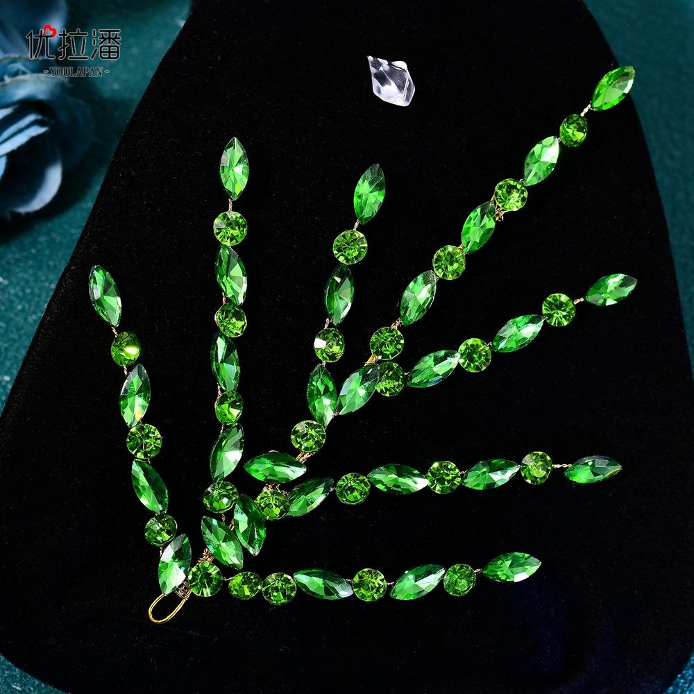 LY-HP0039 Bridal Wedding Jewelry Colorful Headband with Rhinestone Leaf Bridal Tiara Women's Headdress for Girls