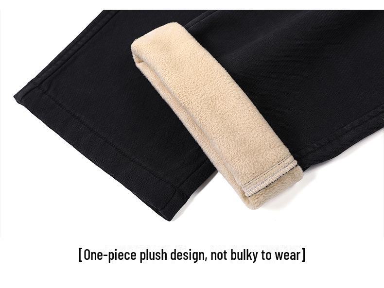 Men's Trendy Loose Straight Fleece Jeans - Casual Harem Long Pants for Autumn/Winter 2024