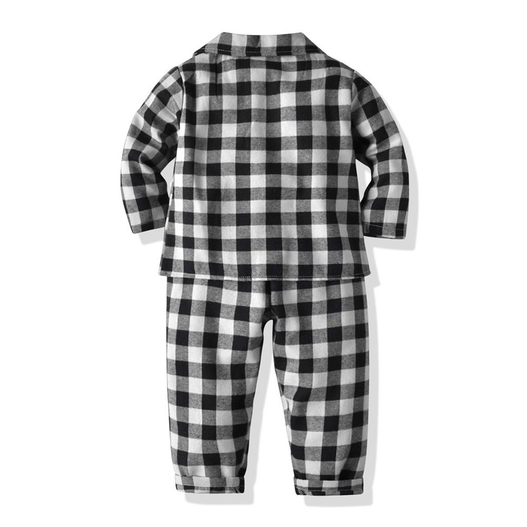 Kleinkind Kinder Baby Jungen Mädchen Plaids Print Pyjamas Wintermäntel Hosen Outfits Set