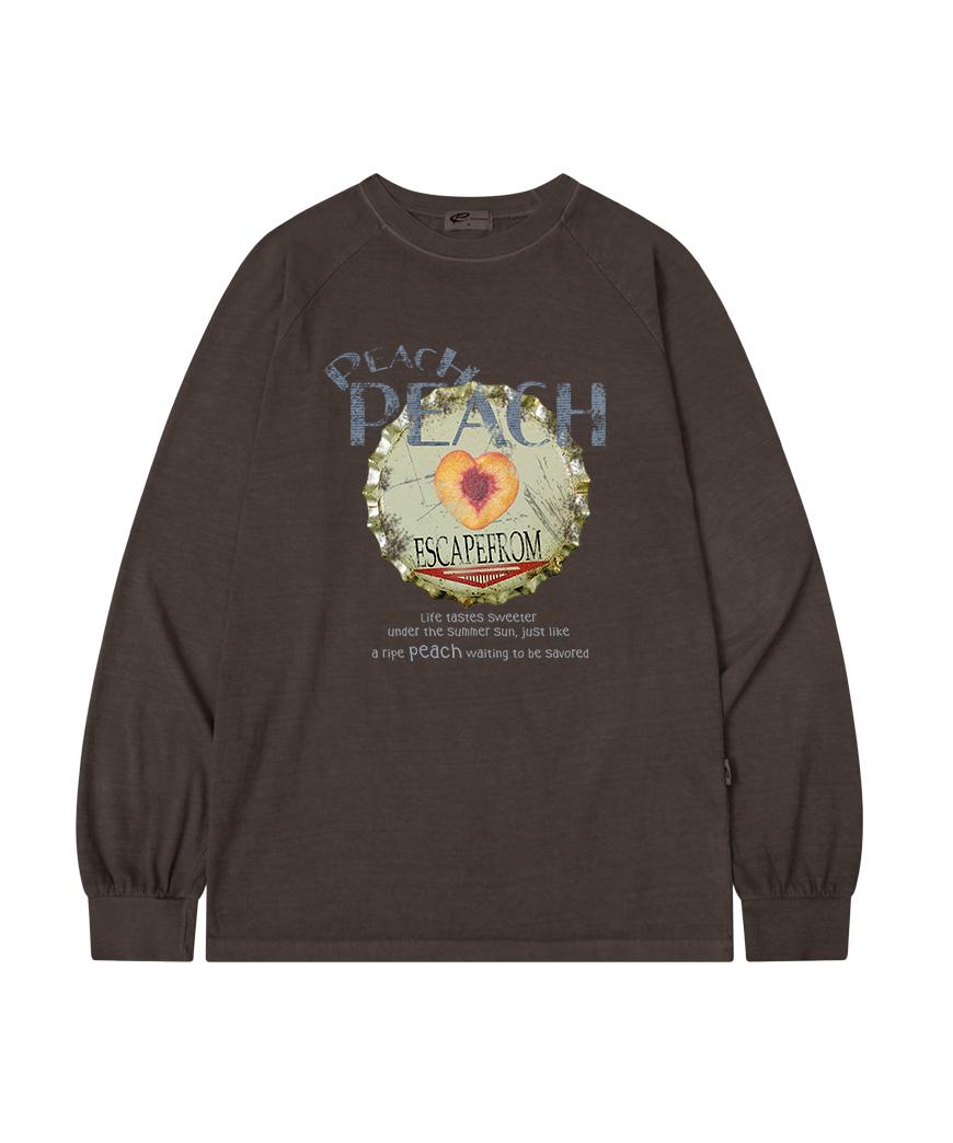 Escape From Peach Peach Print Oversized Pigment Long Sleeve Brown M