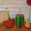 Watermelon Cup with Lid And Straw Reusable Plastic Watermelon Drinking Cups Fun Fruit Drinkware for Parties Picnics And Summer Events