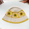 Flower Crochet Bucket Hat Women's Autumn and Winter Warm Wool Handmade Hat Foreign Style Versatile Age-reducing Basin Hat Ethnic Trend