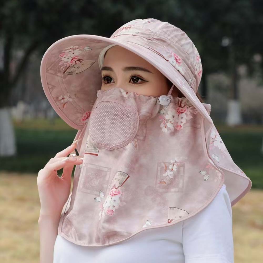 Anti-UV Mask Picking Tea Hat Flower Neck Protection Hat Sun Hat Sunshade Shawl Cap  Sport