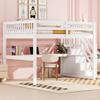 Children's Bed 140x200 Loft Bed Desk Storage Ladder Slatted Frame Pine Wood Youth Bed Children/Adults White