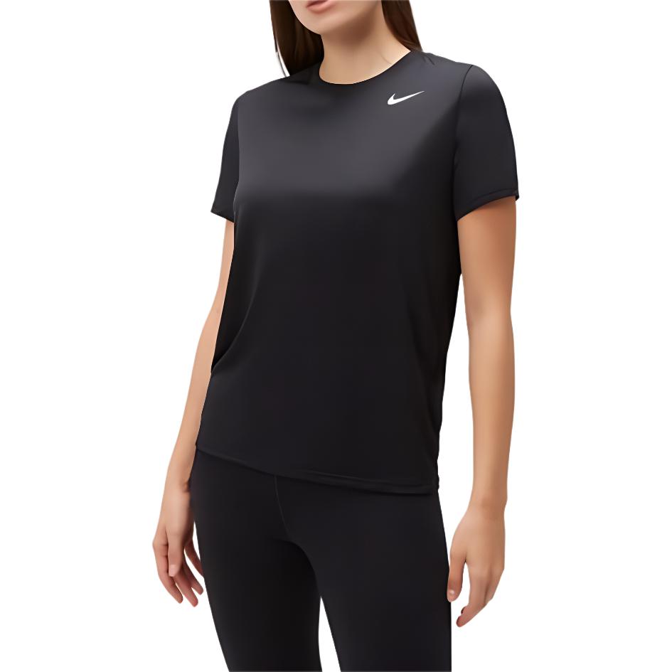 Nike Dri-Fit Solid Color Logo Crew Neck Loose Short Sleeve T-Shirt Women Tops Black DX0687-010