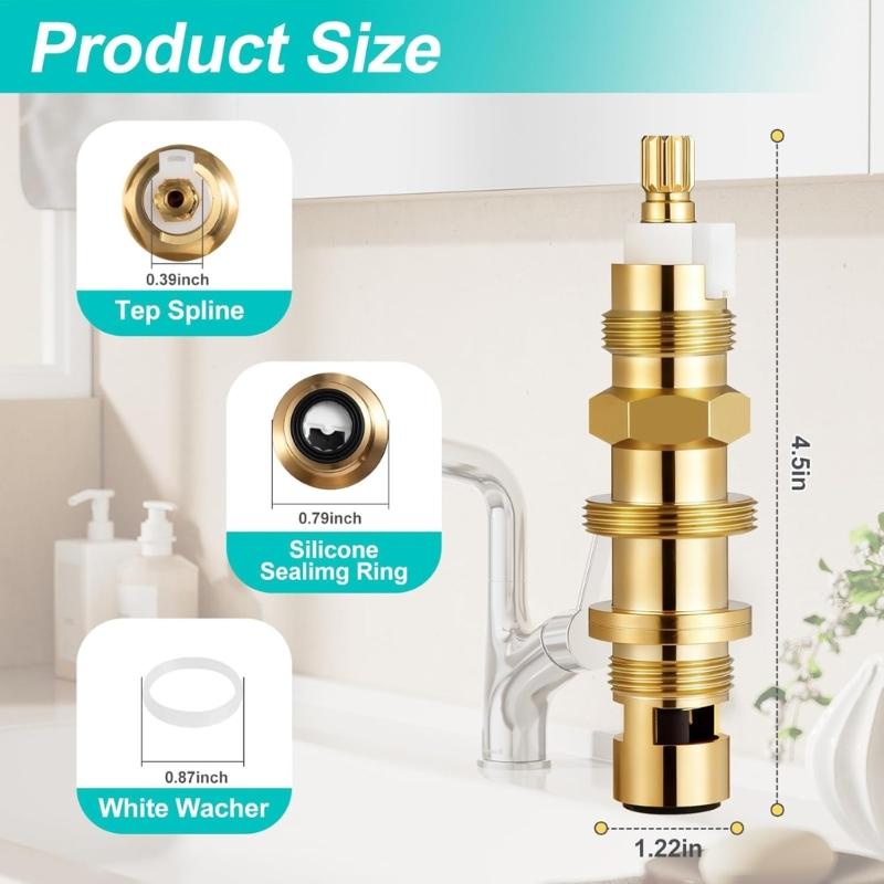2Pcs Metal Faucet Cartridge Ceramic Disc Valves Cartridge for 910-030 Bathroom Shower Valves Faucet Cartridge Enduring
