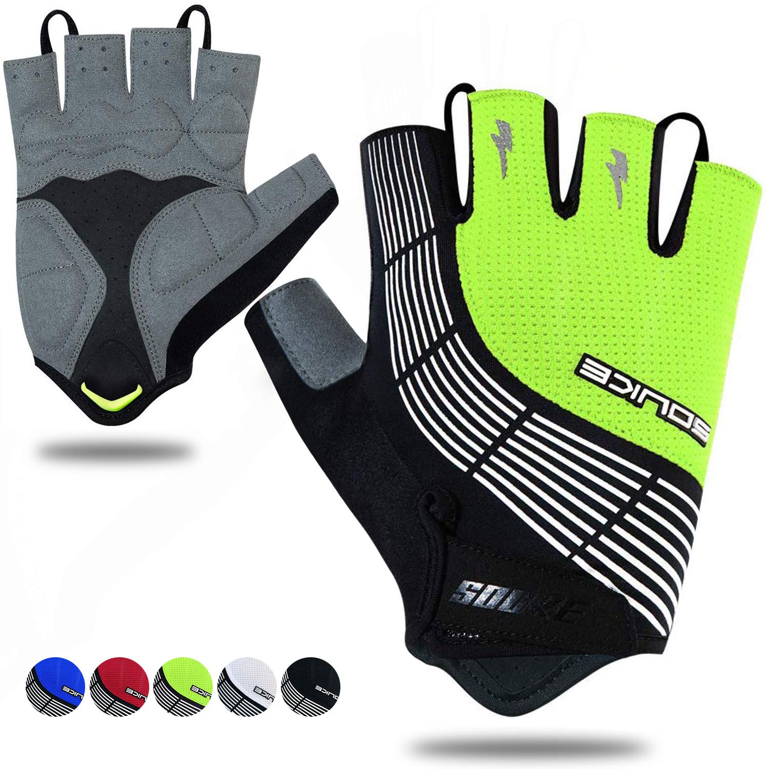 

Souke Sports Cycling Gloves for 3D Padded Fingerless Bike and for Road Bikes Men, Gloves, Breathable, Quick-Drying, Sweat-Wicking,