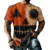 Loose Fit Casual Short Sleeve T Shirt Halloween Patchwork Stitch Print Top for Men and Women Unisex Comfortable Everyday Wear